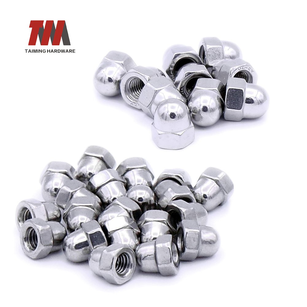 Stainless steel dome cap nut with metric thread for protective fastening