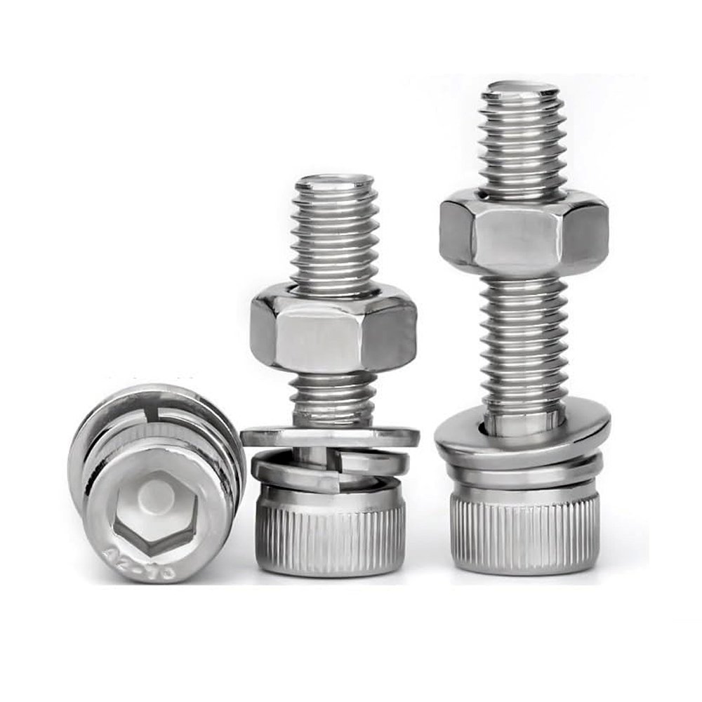A combination screw is a combination of a screw with a spring pad that is fastened together with a flat pad through the fangs. The second combination screw means that one screw is only equipped with one spring pad or only one flat pad, and it is also possible to have only one tooth assembly.