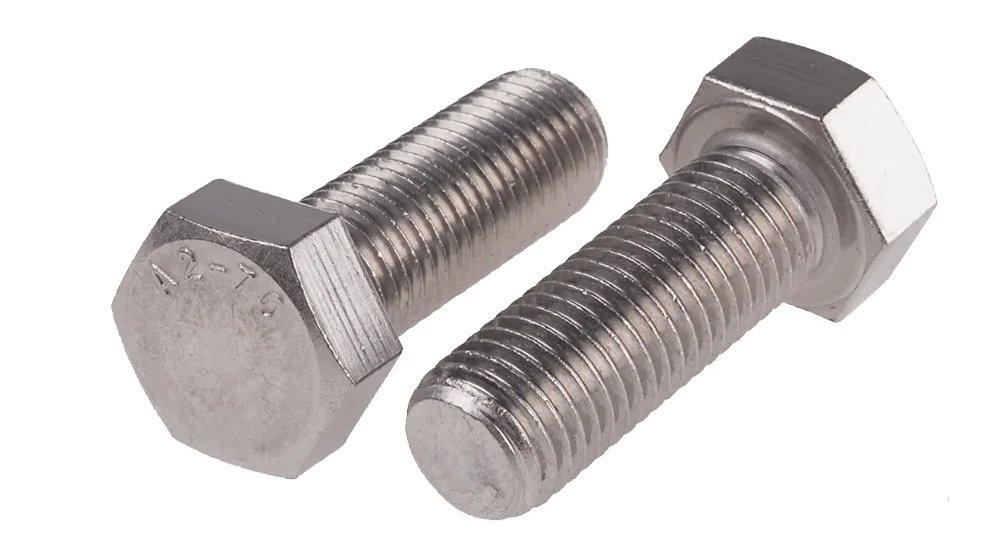 Hex bolts with six-sided head for secure fastening in construction and machinery