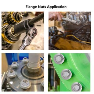 Grade 8 hex flange nuts with zinc-plated finish, DIN 6923 standard, designed for high-strength fastening in industrial and automotive use.