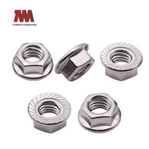 Grade 8 hex flange nuts with zinc-plated finish, DIN 6923 standard, designed for high-strength fastening in industrial and automotive use.
