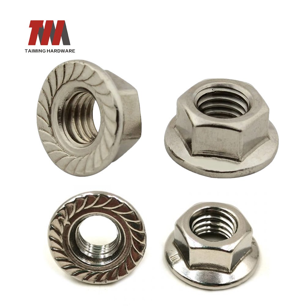Grade 8 hex flange nuts with zinc-plated finish, DIN 6923 standard, designed for high-strength fastening in industrial and automotive use.