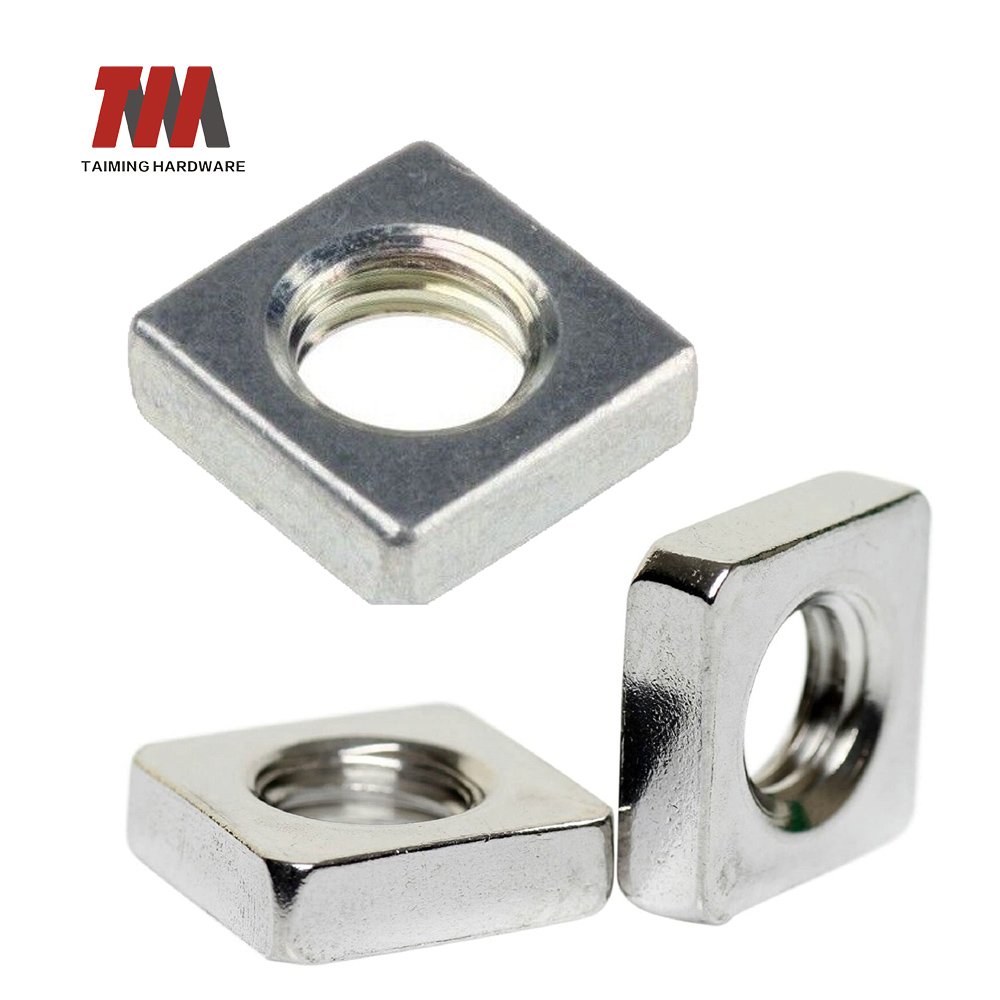 Square nuts in DIN 557 Grade 8 steel for strong clamping force and corrosion resistance. Ideal for wood, metal, and structural applications.