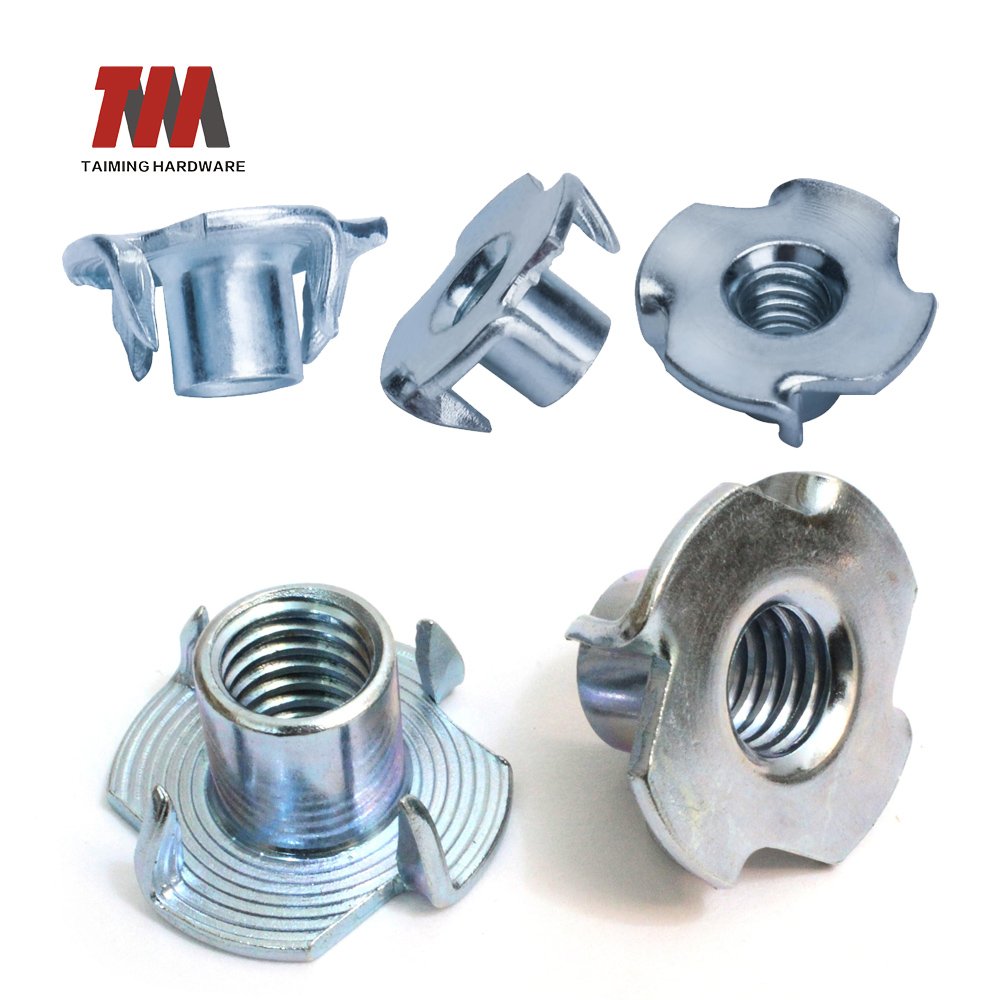 Tee nuts for creating strong, secure threads in wood, metal, and plastic surfaces