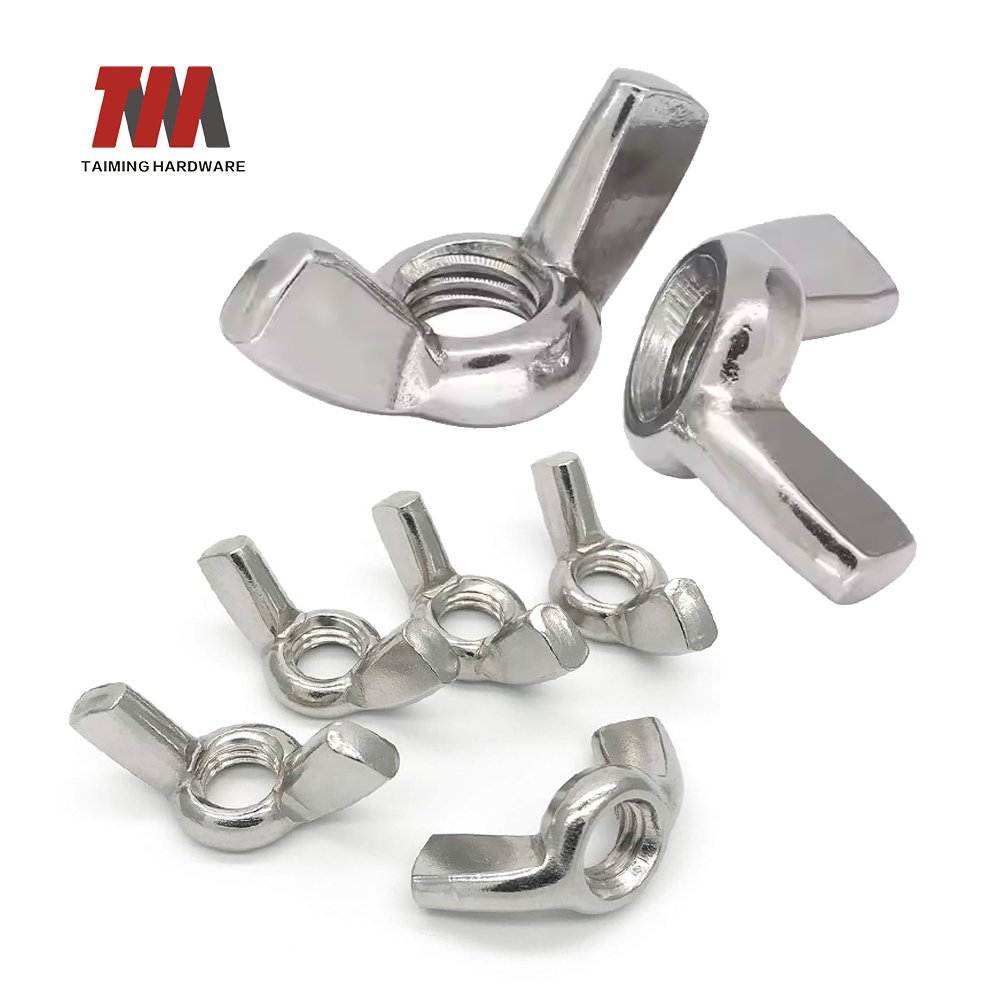 Wing nuts in stainless steel Grade 304 with ASTM A194 standard. Ideal for tool-free assembly in industrial, marine, and DIY settings.