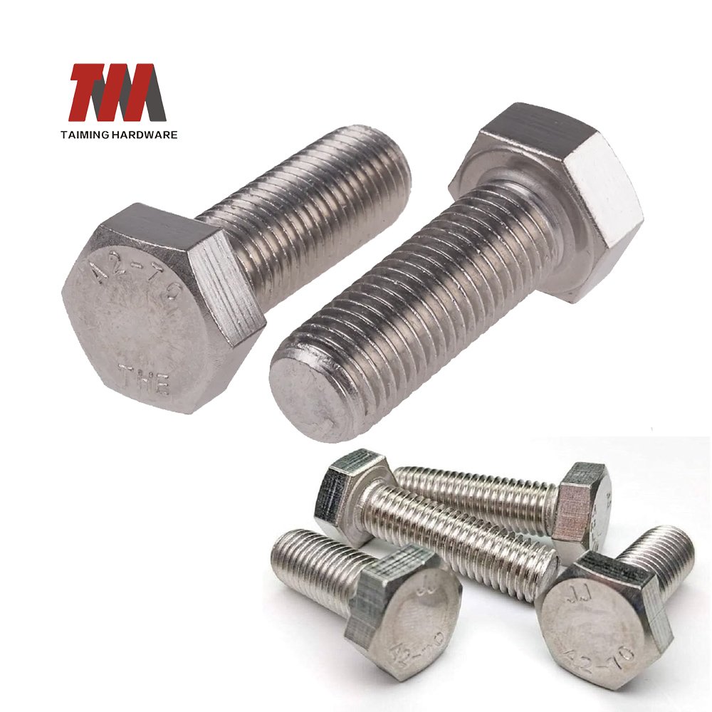 High strength hex bolt with precision threading for industrial fastening