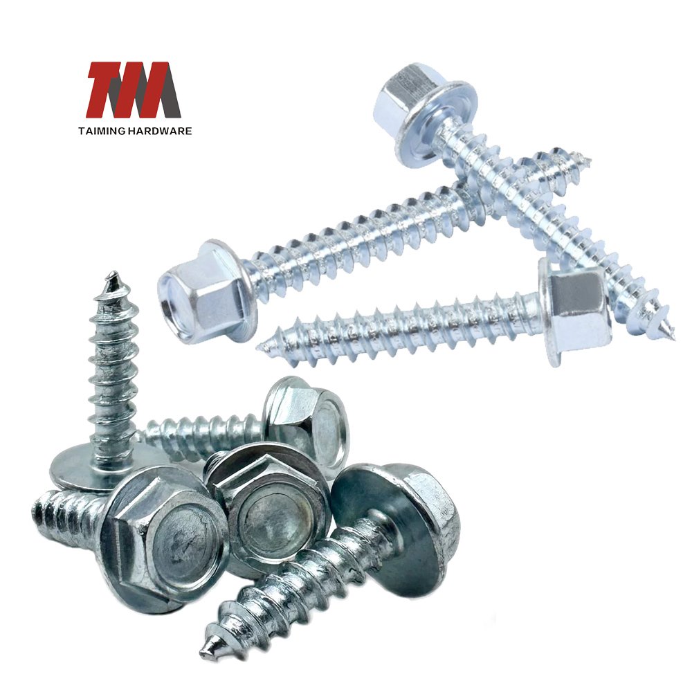 A flanged head can be any head style (except the countersunk screws) with the addition of an integrated flange at the base of the head. This eliminates the need for a flat washer.