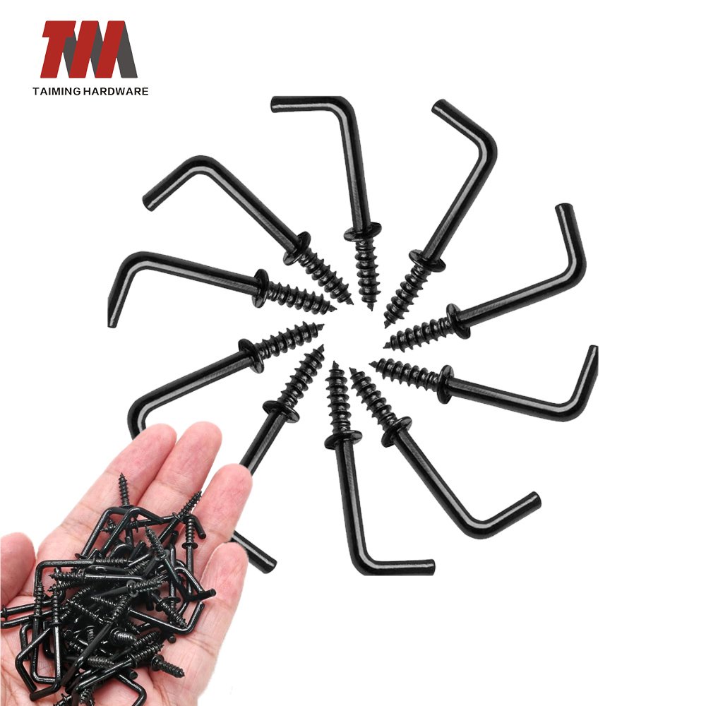 L shape screw with 90-degree bend for secure corner fastening.