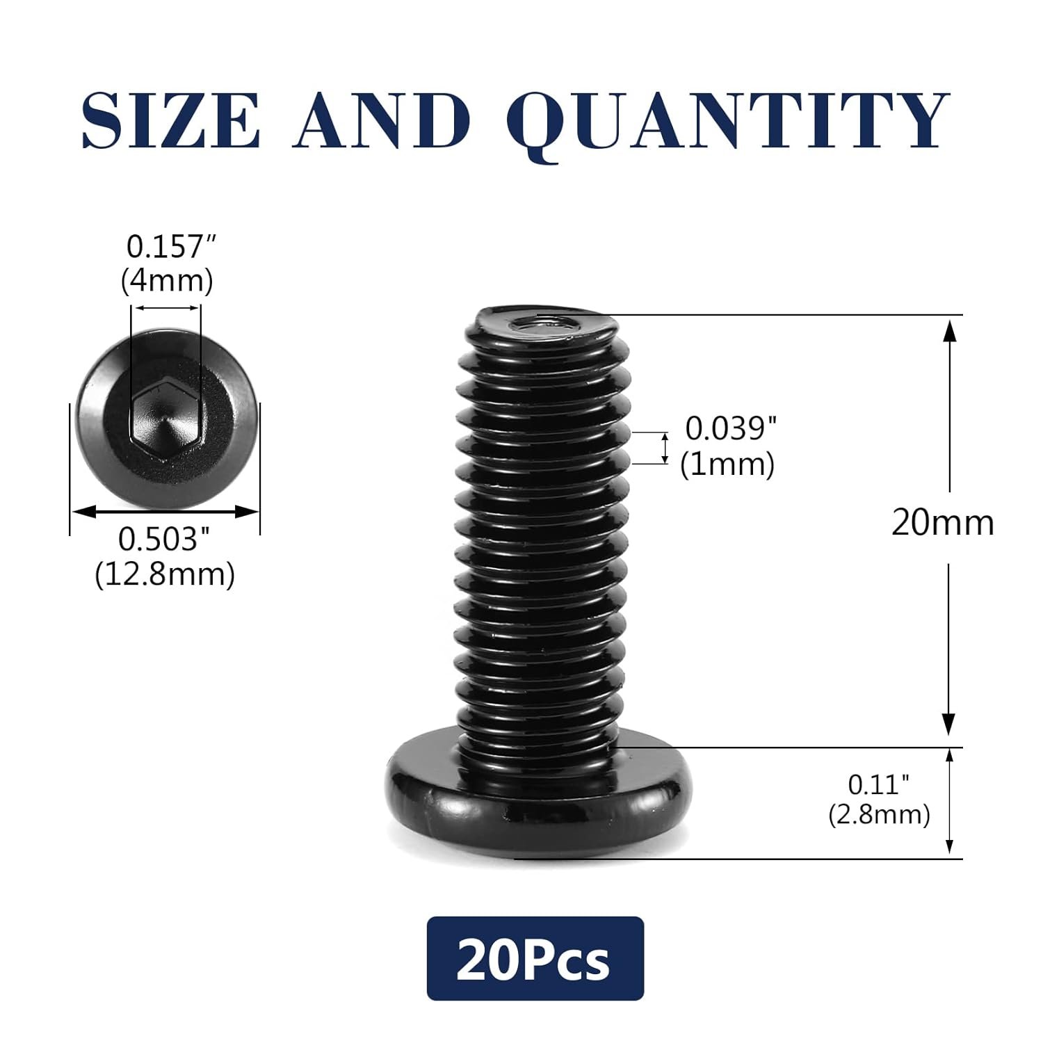 Slim head machine screw black oxide finish M5 DIN standard